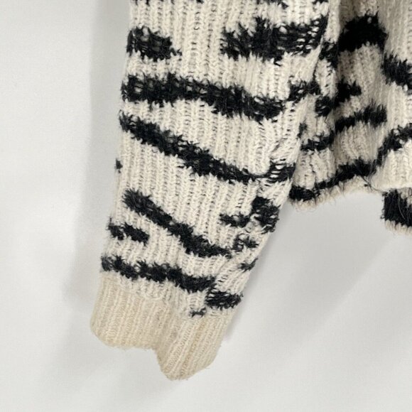 Line The Label Zebra Black White Sweater Print Cotton Wool Alpaca Sz Large - Picture 2 of 6